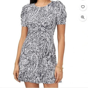 MSK Women's White & Black Paisley Print Dress